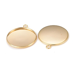 Golden 304 Stainless Steel Pendant Cabochon Settings, Plain Edge Bezel Cups, Flat Round, Golden, Tray: 30mm, 36.5x31.5x2.5mm, Hole: 3mm