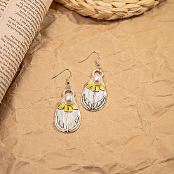 Античное Серебро Серьги-капли в стиле бохо из цинкового сплава, с железом, античное серебро, 65x23 мм