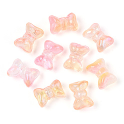 Легкий Лосось Выпечка расписные прозрачные стеклянные бусины, бантом, светлый померанцевый, 10x14.2x7.5~8 мм, отверстие : 1 мм, Около 800 шт / 1000 г