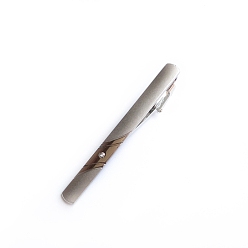 Matte Silver Color Iron Rhinestone Tie Clips for Men, Rectangle, Matte Silver Color, 60x5mm