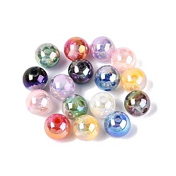 (52) Непрозрачная лаванда УФ-покрытие, двухцветные непрозрачные смоляные бусины, радужный, круглые, разноцветные, 12 мм, отверстие : 2.5~3 мм