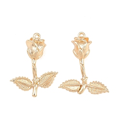 June Rose Латунные подвески, , золотые, июньская роза, 21x16x6.5 мм, отверстие : 0.9 мм