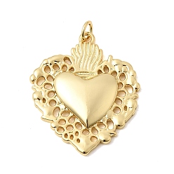 Настоящее золото 18K Латунные подвески, чары священного сердца, долговечный, стойки покрытие, без свинца и без кадмия, реальный 18 k позолоченный, 30x26x4 мм, Перейти кольцо: 4.5x1 мм, внутренний диаметр: 2 мм
