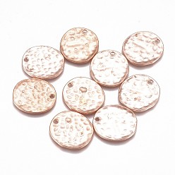 Розовое Золото Сплав пустым плоские круглые забил кулоны, без кадмия и без свинца, розовое золото , 24x22x1 мм, отверстие : 2 мм