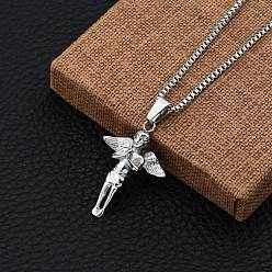 Нержавеющая Сталь Цвет Ангел 304 подвеска из нержавеющей стали ожерелья, цвет нержавеющей стали, 23.62 дюйм (60 см)