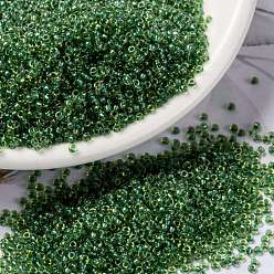 (RR375) Sparkling Green Lined Light Topaz Luster Миюки круглые бусины рокайль, японский бисер, (rr 375) сверкающий зеленый блеск светлого топаза, 15/0, 1.5 мм, Отверстие : 0.7 мм , около 27777 шт / 50 г