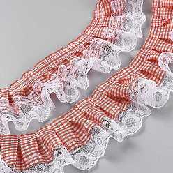 Красный 5 ярдов полиэстеровой ленты с клетчатым принтом, гофрированная лента, красные, 2-1/2 дюйм (63 мм)