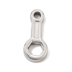 Stainless Steel Color 304 Stainless Steel Pendants, Wrench Charms, Stainless Steel Color, 20.5x9x3mm, Hole: 3mm