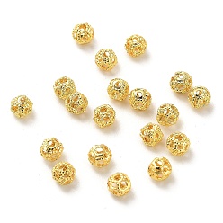 Золотой Стойки обшивки латунные бусины, долговечный, без свинца и без кадмия, круглые, золотые, 4x4 мм, отверстие : 1 мм