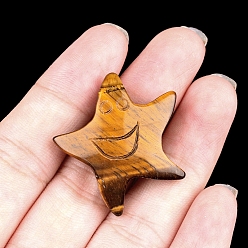 Тибетский Агат Натуральный тигровый глаз с резными кабошонами, морская звезда с улыбающимся лицом, 28~30x30 мм