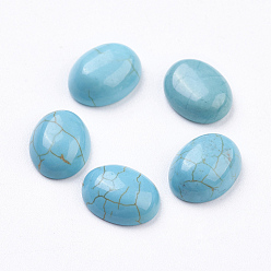 Говлит Природные кабошонов Говлит, овальные, окрашенный в темно-бирюзовый цвет, 10x8x4 мм