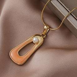 Оранжевый Минималистичные 304 трапециевидные подвески из нержавеющей стали с имитацией жемчуга для женщин, золотые, оранжевые, 15.75 дюйм (40 см)