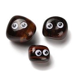 Тигровый глаз Естественный тигр украшения дисплея глаз, смолой глаза, для домашнего офиса настольный орнамент фэн-шуй, самородки, 14~24x26.5~31.5x16~24.5 мм