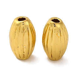 Настоящее золото 18K Латунная бусина с покрытием стойки, овальные гофрированные бусины, без свинца и без кадмия, долговечный, реальный 18 k позолоченный, 12x12x6.5 мм, отверстие : 1.5 мм