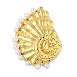 Золотой Подвески из искусственного жемчуга, раковина, с 304 нержавеющей стали, золотые, 49.5x35.5x5.5 мм, отверстие : 1.4 мм