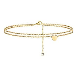 Letter E Браслеты на лодыжку из латуни с хрустальными стразами, золотые, Письмо E, 9-1/8 дюйм (230 мм)