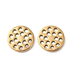 Золотой Полые 304 подвески из нержавеющей стали, плоско-круглые, ионное покрытие (ip), золотые, 6x1 мм, отверстие : 0.6 мм