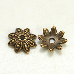 Красная Медь  Крышки для бусин тибетского стиля, сплав, без кадмия, без никеля и без свинца, цветок, красная медь, 15x4 мм, отверстие : 2 мм, Около 1120 шт / 1000 г