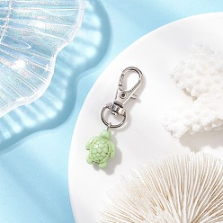 Темный Морско-зеленый Синтетические бирюзовые подвески, черепаха, Сплав с застежками когтя омара, платина, темно-зеленый, 50 мм