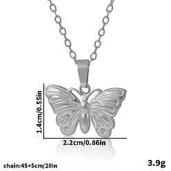 Серебро 304 женские ожерелья с подвесками-бабочками из нержавеющей стали, серебряные, 17.72 дюйм (45 см)