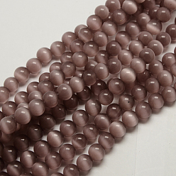 Rosy Brown Cat Eye Beads, Round, Rosy Brown, 8mm, Hole: 1mm, about 15.5 inch/strand, about 49pcs/strand
