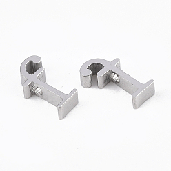 Letter F 304 Stainless Steel Pendants, Stainless Steel Color, Letter, Letter.F, 12.5x7x3mm, Hole: 1.8mm