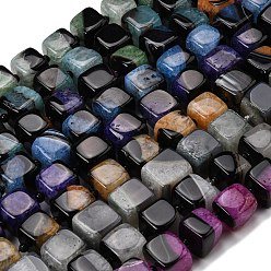 (52) Непрозрачная лаванда Природный агат бисер нитей, кубические, с бисером, смешанные окрашенные и неокрашенные, разноцветные, 14~17x14~17x14~16 мм, отверстие : 1.4~1.6 мм, около 22 шт / нитка, 16.34''~16.73'' (41.5~42.5 см)