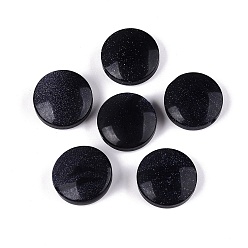Goldstone Bleu Perles synthétiques bleues en pierre de soleil, plat rond, 25.5~26.5x11~12mm, Trou: 1.4~2mm