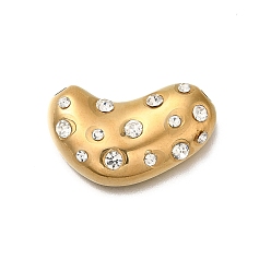 Кристалл 304 кулон из нержавеющей стали, со стразами, боб, кристалл, 25x20x5.5 мм, отверстие : 2 мм