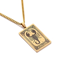 Скорпион 304 прямоугольная цепочка из нержавеющей стали с подвесками в виде созвездий, золотые, Скорпион, 23.62 дюйм (60 см)