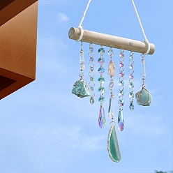 Зеленый Авантюрин Каплевидные стеклянные ловцы солнца, соты необработанные натуральные зеленые авантюриновые самородки подвесные украшения, создатель радуги, для украшения сада и дома, 420 мм