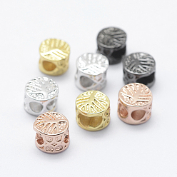 (52) Непрозрачная лаванда Латунные бусины, долговечный, плоские круглые с дерева жизни, разноцветные, 8x6 мм, отверстие : 3 мм