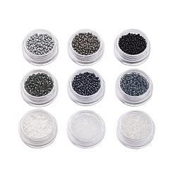 Schwarz 1 Pfund 9 Mischfarbe 12/0 Sorte ein Glas Rocailles, Schwarz, 2x1.5 mm, Loch: 0.9 mm, ca. 50 g / Beutel