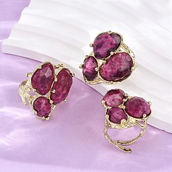 Кварц Манжеты из натурального кварца, латунные регулируемые кольца для женщин, золотые, 32~33 мм, внутренний диаметр: 20 мм