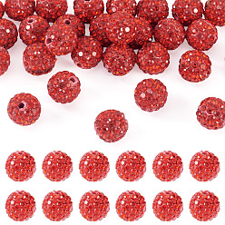 Светло-сиамский 30 бусины для дискотечного шара из паве., ручной полимерной глины шариков Rhinestone, круглые, Light Siam, С. 13 (1.9~2 мм), 6 ряды страз, 10 мм, отверстие : 1.5 мм