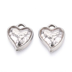 Нержавеющая Сталь Цвет 304 подвески из нержавеющей стали, шарма сердца, анти-тускнение, цвет нержавеющей стали, 15x13x3 мм, отверстие : 1.8~1.9 мм