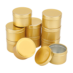 Golden Aluminium Jar, Flip Cover, Food Grade Packaging Box, for Tea-leaf Stroage, Column, Golden, 2x1-3/8 inch(5.1x3.6cm), Capacity: 50ml(1.69fl. oz)