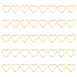 Золотой 40 шт. 304 соединительные кольца из нержавеющей стали, открытые кольца прыжок, сердце, золотые, 20 датчик, 9x10x0.8 мм, внутренний диаметр: 6.5x9 мм