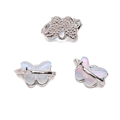 Бабочка Стеклянные подвески, со сплавочной фурнитурой, платина, голубой, бабочка, 8x14 мм