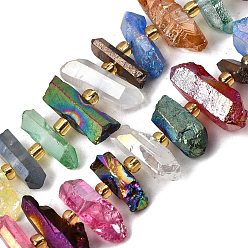 (52) Непрозрачная лаванда Гальванические природный кристалл кварца бусы пряди, граненые, палочка для наггетсов, с бисером, разноцветные, 11~25x3~9x4~10 мм, отверстие : 1~1.2 мм, около 19~26 шт / нитка, 7.09~7.48'' (18~19 см)