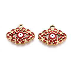 (123L) Белый крем непрозрачный блеск 304 из нержавеющей стали горный хрусталь подвески, Злые чары глаз, с эмалью, вакуумное покрытие pvd, реальный 18 k позолоченный, огнеупорный кирпич, 15.5x19.5x2.5~3 мм, отверстие : 1.6 мм