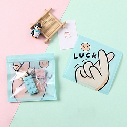 Бледно-бирюзовый Пластиковые пакеты с застежкой-молнией cpp, многоразовые упаковочные пакеты, мешок с самоуплотнением, квадрат с рисунком жестов, бледные бирюзовая, 13.5x13.5 см