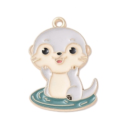 Светлый Стально-синий Подвески из эмали и сплава, бобровый шарм, золотой свет, светло-стальной синий, 29.5x20x1 мм, отверстие : 1.8 мм