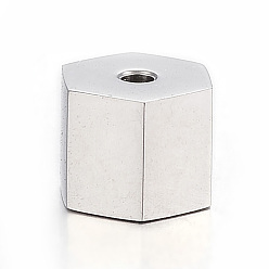 Нержавеющая Сталь Цвет Устойчивы к потускнению 304 бусины из нержавеющей стали, шестиугольник, цвет нержавеющей стали, 6.5x6x5 мм, отверстие : 1.2 мм