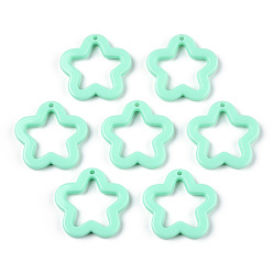 Аквамарин Непрозрачные акриловые подвески, звезда, аквамарин, 28.5x29.5x4 мм, отверстие : 1.8 мм, Около 349 шт / 500 г