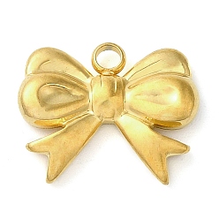 Настоящее золото 18K 304 подвески из нержавеющей стали, очарование бантом, реальный 18 k позолоченный, 12~12.5x15~15.5x2.5 мм, отверстие : 1.5~2 мм