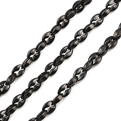 Черный 304 звеньевые цепи из кофейных зерен из нержавеющей стали, с катушкой, ионное покрытие (ip), несварные, чёрные, 7x5x2.5 мм