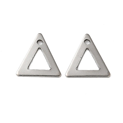 Нержавеющая Сталь Цвет 201 подвески из нержавеющей стали, треугольник прелести, цвет нержавеющей стали, 10x9.5x0.5 мм, отверстие : 1 мм