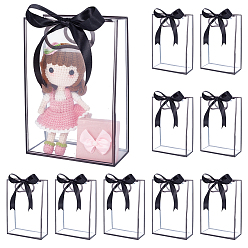 Черный 36 шт. прозрачные складные пластиковые подарочные пакеты с ручками-дырочками, прямоугольные, с 3 рулонами атласных лент, чёрные, 26x18x8 см