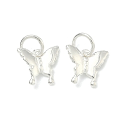 Бабочка 925 серебряные шармы, серебряный цвет гальваническим, с печатью 925, бабочка, 7x7.5x1.5 мм, Перейти кольцо: 4.5x0.7 мм, 3.2 мм внутренним диаметром